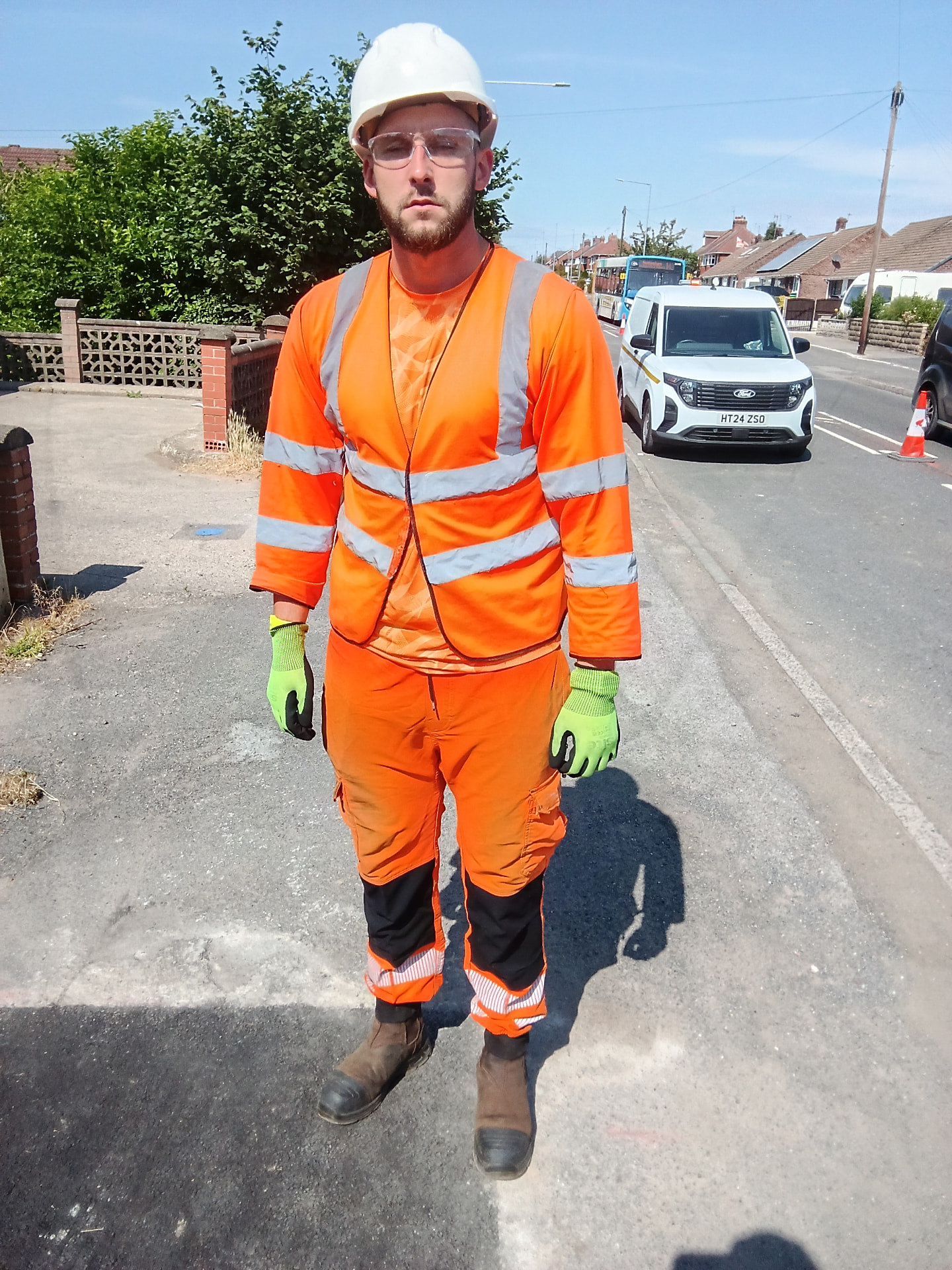Greener Highways traffic management operative in hi-vis PPE in Barnsley